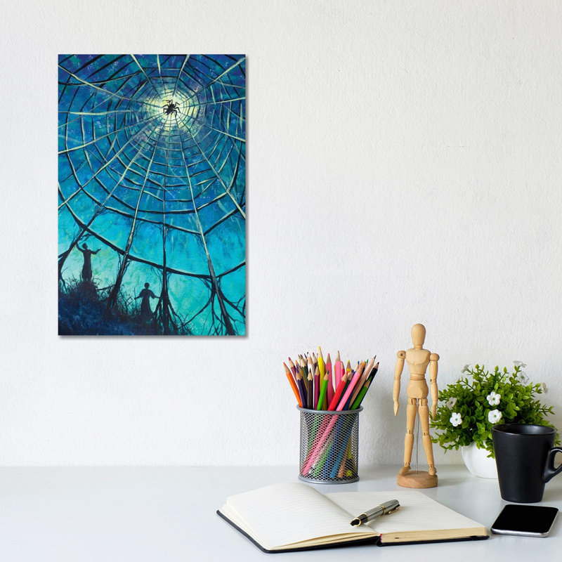 Two People And A Big Spider On A Web Fantasy Art by Valery Rybakow - No Frame Gallery-Wrapped Canvas Giclée on Canvas