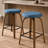 Swivel Bar Stools Set Of 2, Counter Height Backless 26″ Bar Stools, Fabric Upholstered Seat, Sturdy Wood Legs And Metal Footrest, Mid-Century Modern Island Stools For Home Bars, Restaurants, Blue-1864052585-1864052590-1864052586