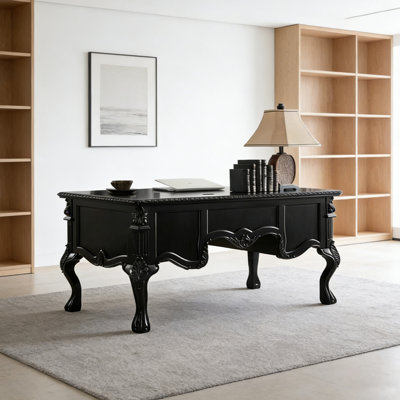 Black French-style Retro Carved Design Desk