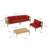 Collinward 5 - Person Seating Group with Red Cushions and Grey LED  Parasol