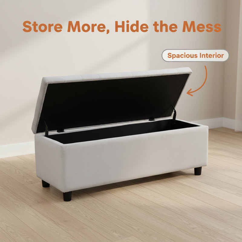 Banc à sac de rangement moderne et minimaliste moderne - grande capacité de rangement, coussin éponge épais, banc à langer multifonctionnel pour le salon et la chambre à coucher