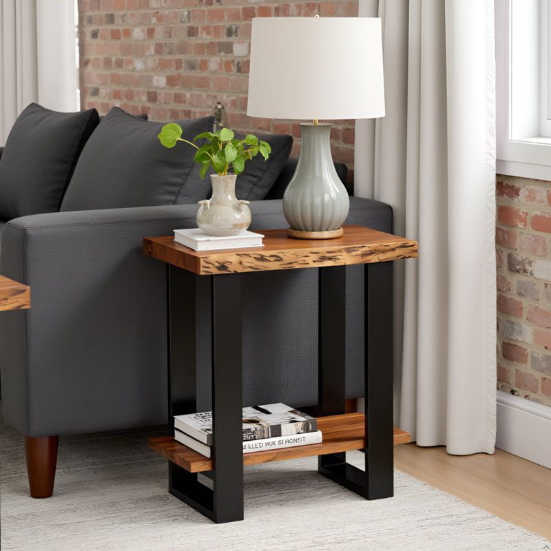 Alpine 27" Solid Acacia Wood End Table