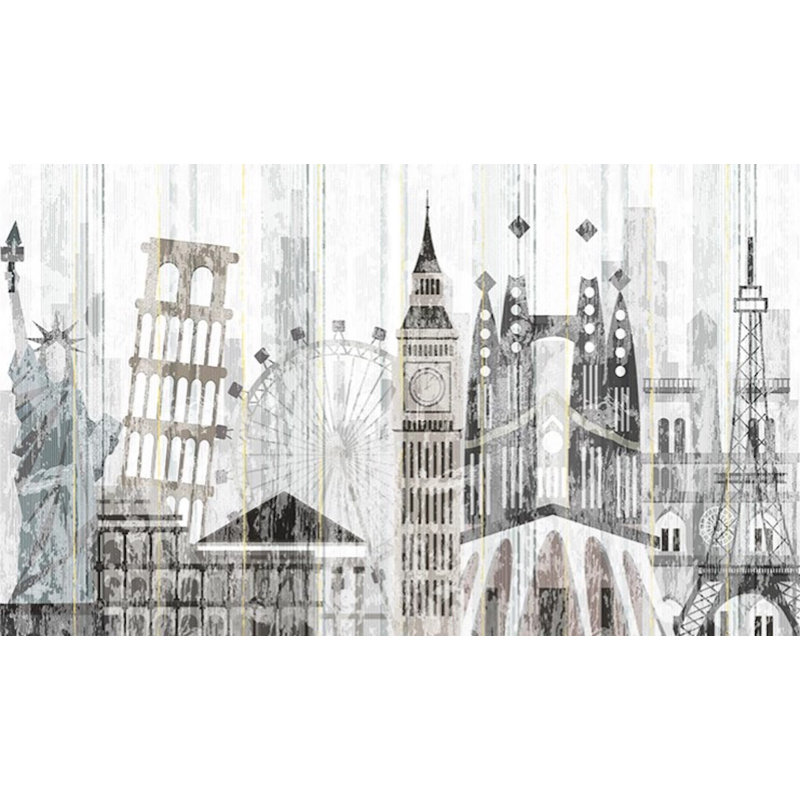 Murale à peindre moderne Eiffel L 6,25 pi x l 112 po Tour Eiffel New York, L 8,83 pi x l 15,58 pi