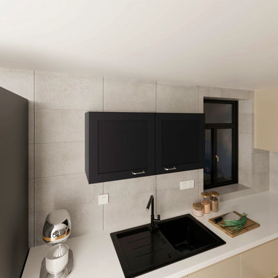 Wall Cabinet, 2 Doors, Black Wengue