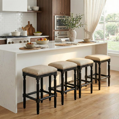 Liya 4-Piece Upholstered Counter Stool Set