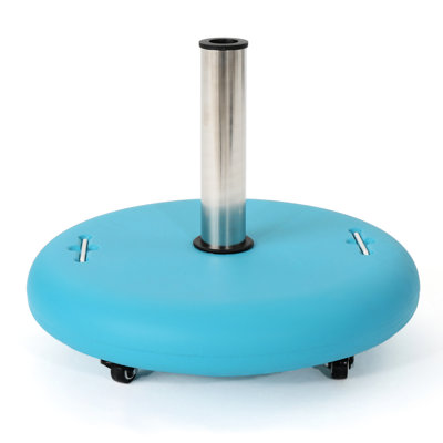 Concrete Umbrella Stand - Stainless Steel, Teal Finish, 21.44"d X 21.44"w 16.67"h, Fits 1.6"-2.2" Pole, 11ft Max Obtainable Holder Color, 21.44"dx21.44"wx16.67"h, 1.6-2.2" Supports