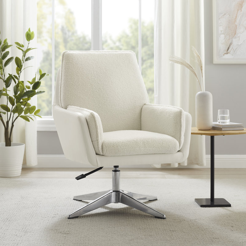 Deadra Swivel Accent Chair, White