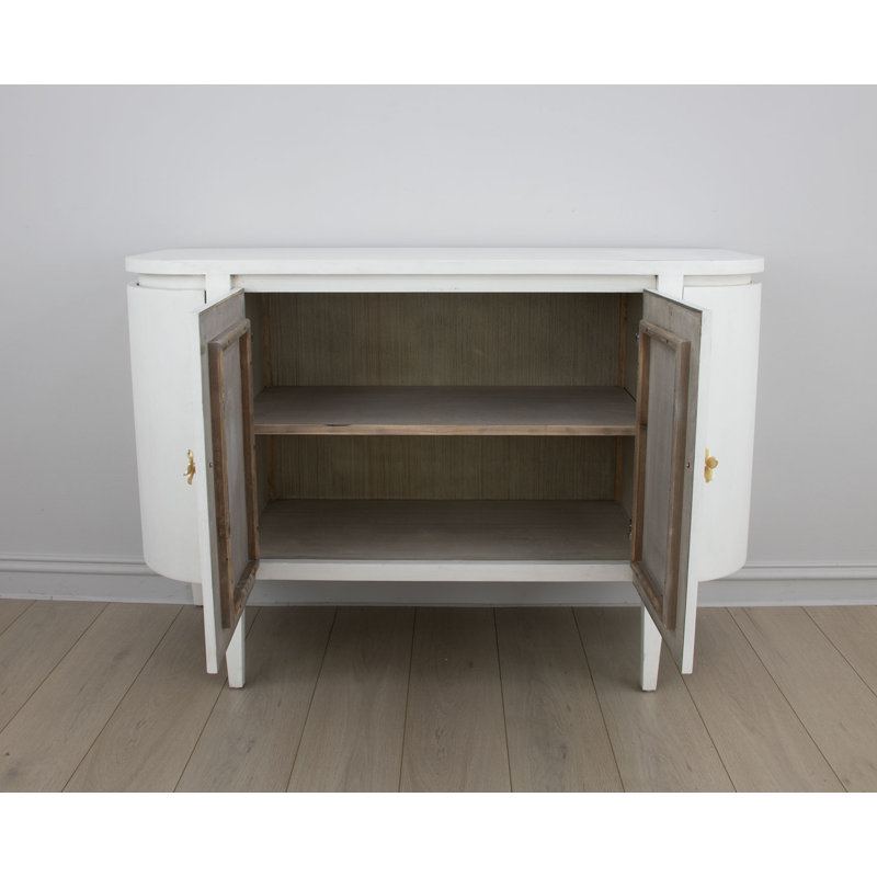 Octavia Solid Wood Accent Cabinet, Distressed White