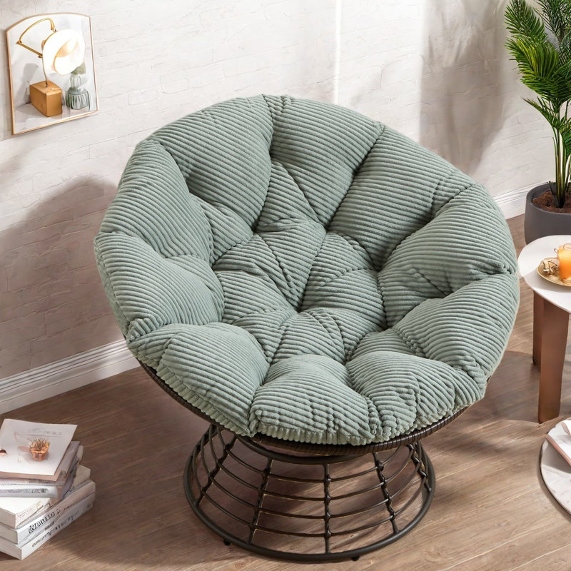 Ergonomic Swivel Accent Chair, Steel Rattan, Modern Style For Living Rooms