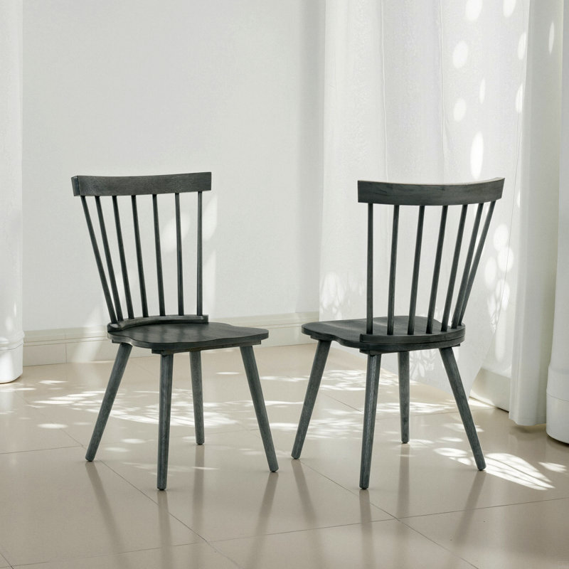 [Set Of 2]Dining Chairs, Solid Wood Side Chairs, Easy Assembly, Gray