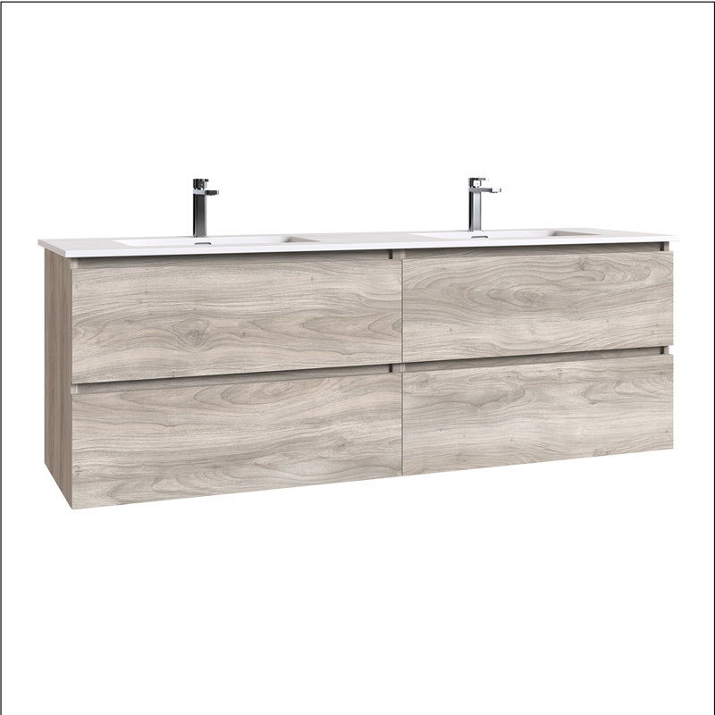 Meuble-lavabo mural 63,0 po Flora, Pin gris