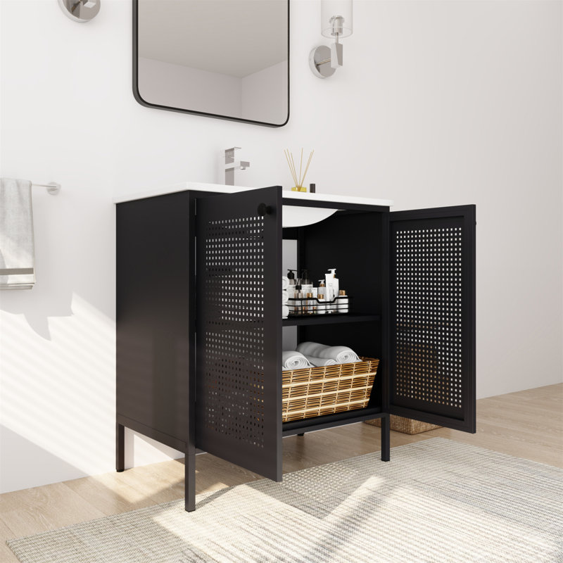 3 base de meuble-lavabo simple 30 po seulement, Noir