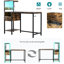 Bureau d'ordinateur brun avec tablettes d'entrée électrique et de rangement, placement de tablette réversible, construction, lumières à DEL, ports, crochet d'introduction pour casque d'écoute pour travailler, brun, fabrication de prise de courant,