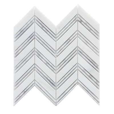 12" x 12" Marble Herringbone Mosaic Wall & Floor Tile