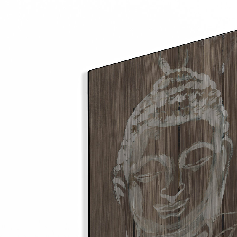 "Bouddha sur bois 2" par Annie Warren, art mural en métal, H 16 po x l 12 po