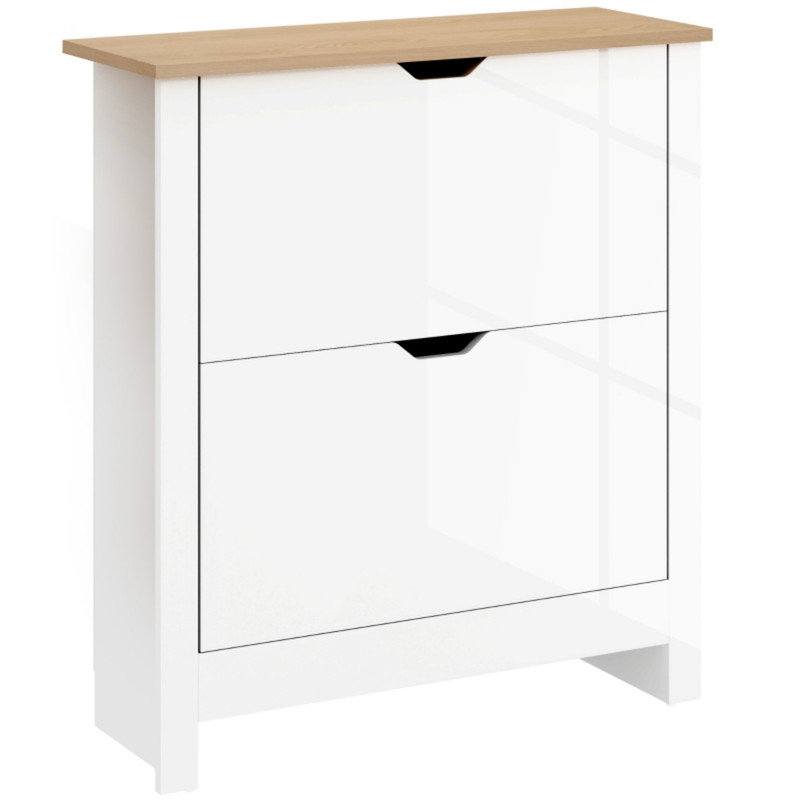 12 Pair Flip Down Shoe Storage, Gloss White