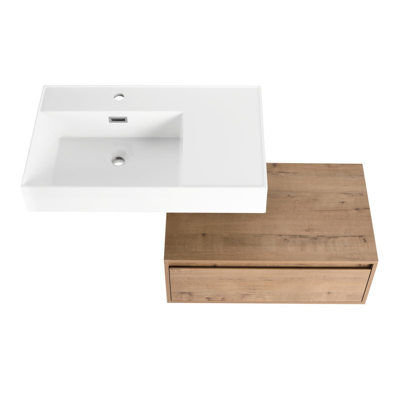 Armoire de salle de bain moderne avec lavabo en résine - Apparence élégante de l'unité de rangement