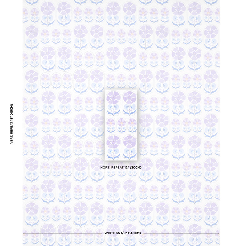 Anjuna Floral Linen Print Fabric, Lilac