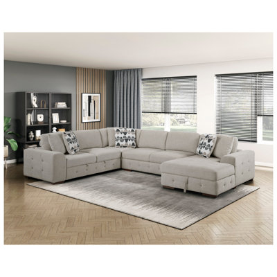 Meuble de salon moderne en taupe capitonné en tissu de salon en chenille capitonné 1 pièce