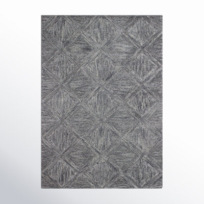 Terza Geometric Handmade Tufted Wool Area Rug in Gray