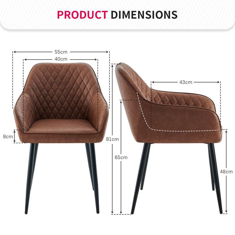 48cm H Tufted Upholstered Armchair, Brown