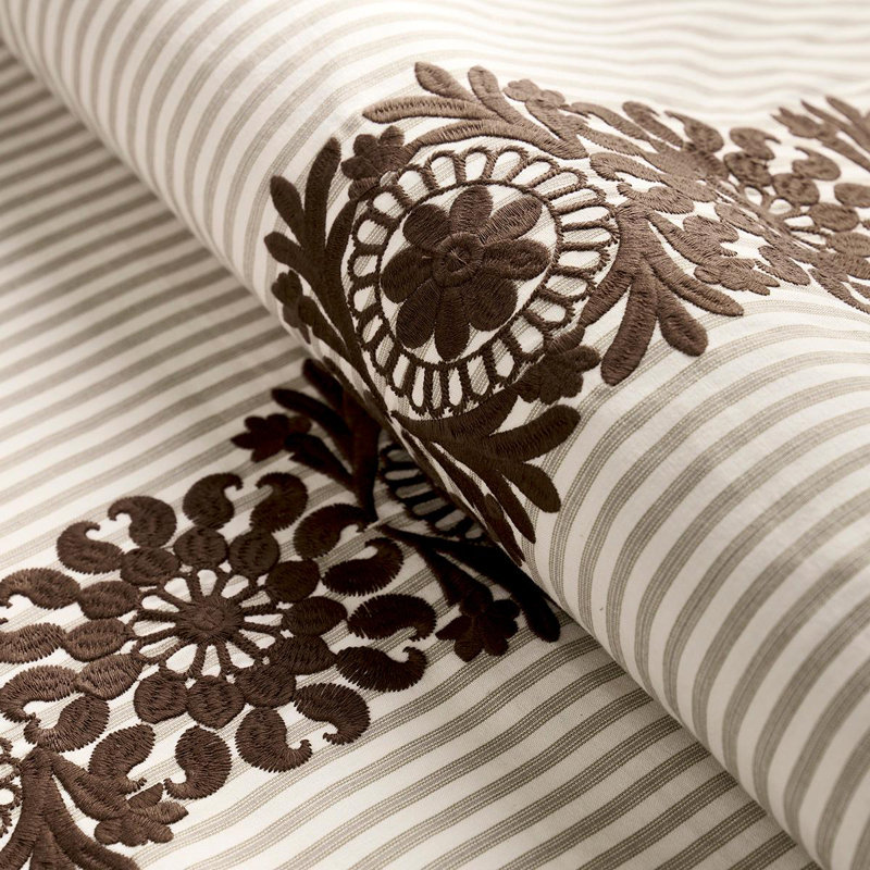 Joelle Stripe Fabric, Chocolate