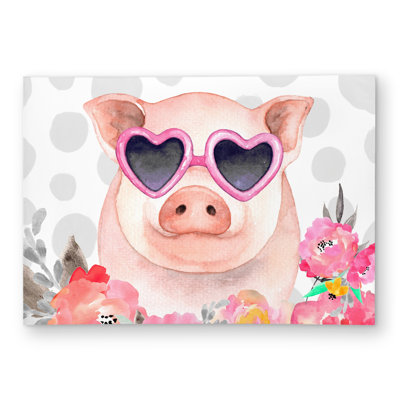 Little pig in love - Children art rug for bedroom decor