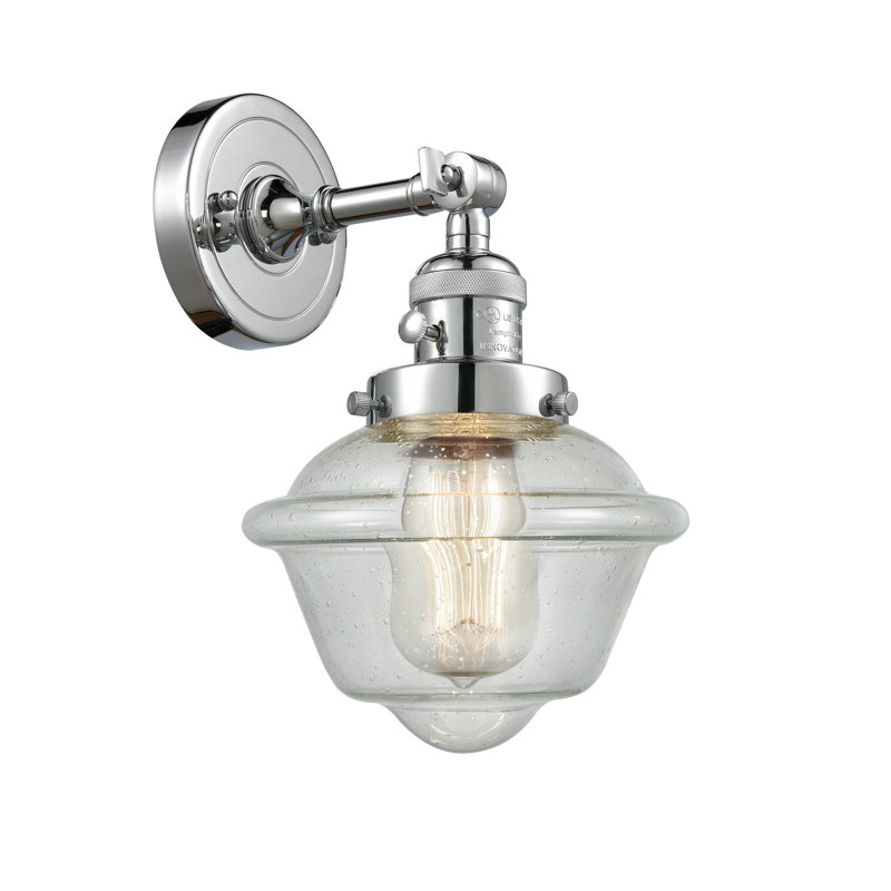 Agosto Armed Sconce, 60 Watt Vintage Incandescent Bulb, Seedy, Polished Chrome