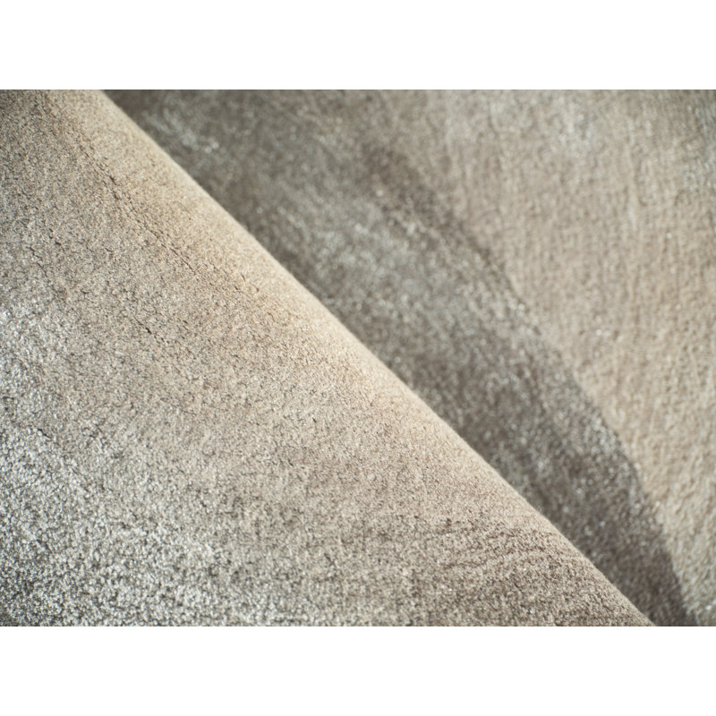 Mitomo Handmade Wool/Bamboo Silk, Charcoal/Ivory Area Rug, Rectangle 12' x 15', Ivory Charcoal