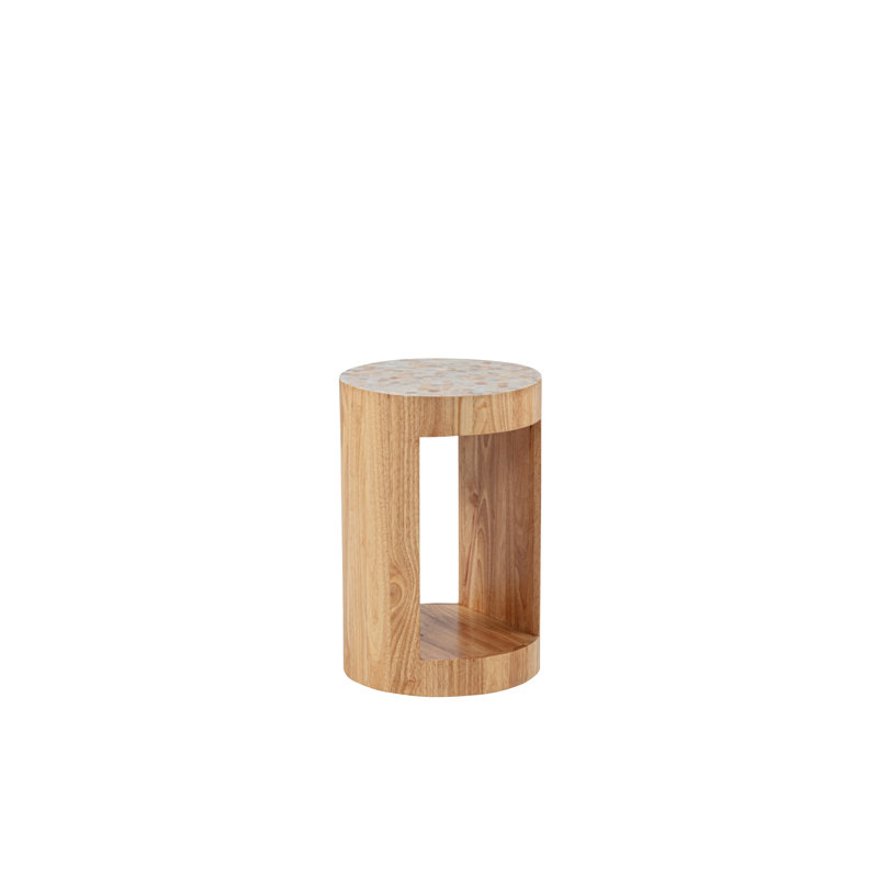 Ayona Beige Capiz And Wood Side Table