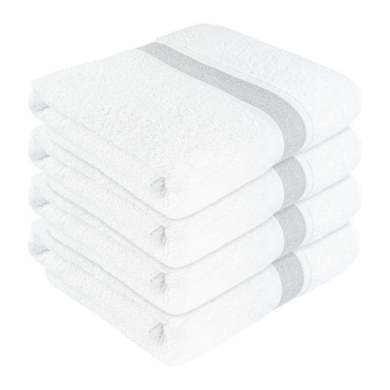 Plush Bath Towel, White/Silver, 4
