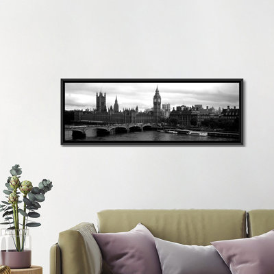 Pont sur une rivière, pont de Westminster, Big Ben, chambres du Parlement, ville de Westminster, Londres, Angleterre - reproduction de photo sur toile tendue
