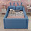 Lit plateforme tapissier simple avec coussin en lapin, lit tapissier pour enfants avec rails latéraux amovibles, (date d’arrivée prévue le 2025/1/15)