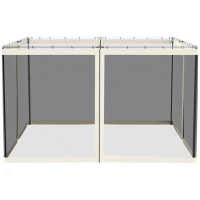 Filet de remplacement universel en mailles de remplacement 10 pi x 12 pi pour abris de jardin et tentes à auvent avec fermetures à glissière, blanc seulement