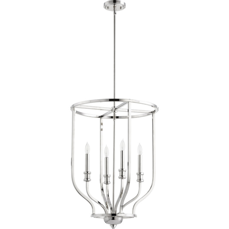 Falbo 4 - Light Lantern Geometric Chandelier, Polished Nickel