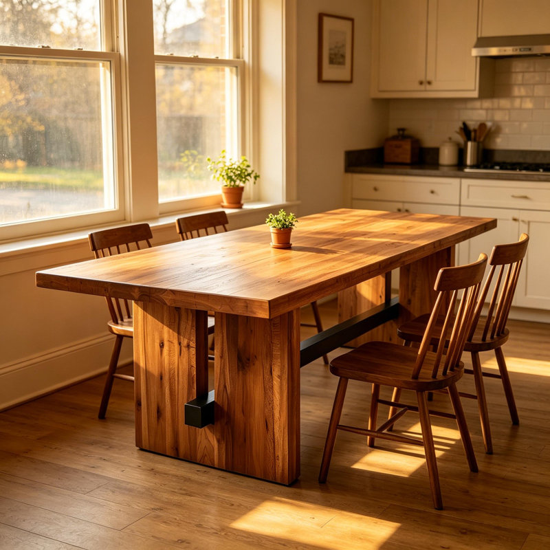 Rustic Rectangular Solid Wood Kitchen Dining Table, 29.53" H x 70.87" W x 31.5" D