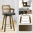 26.77" Upholstered Cane Back Counter & Bar Stool With Armrest-2029997014-2029997009