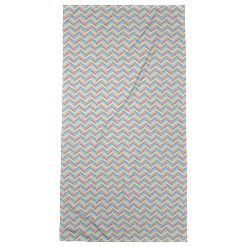 Serviette de plage à chevrons, Bleu/rose