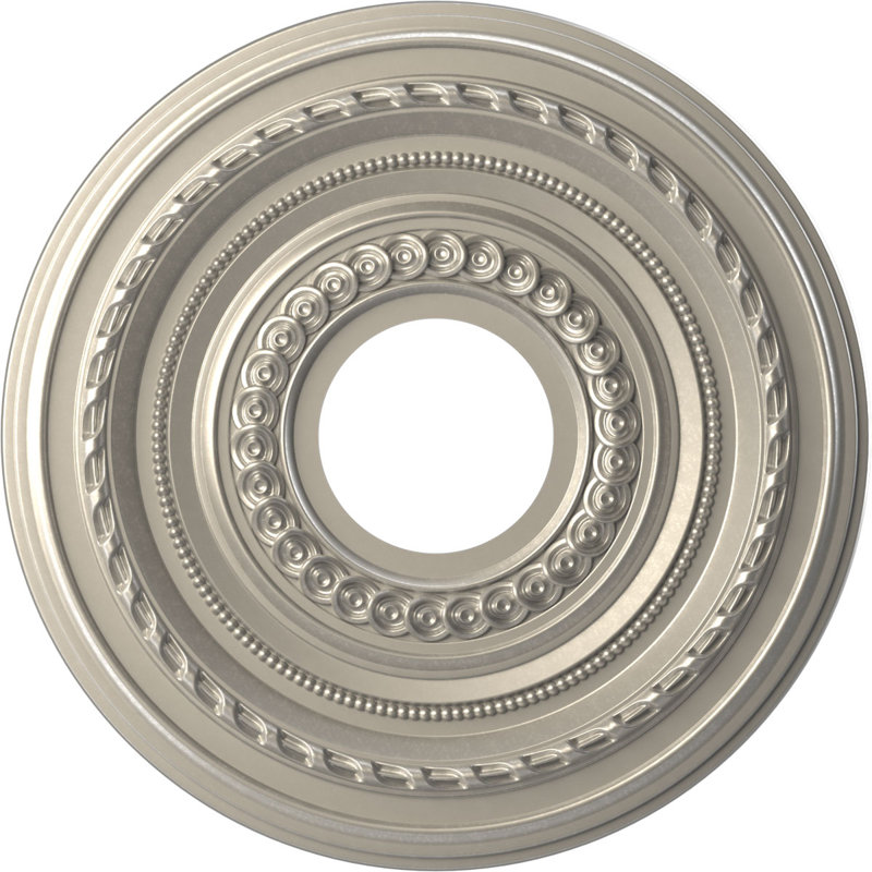 Médaillon Cole en PVC thermoformé pour plafond, Aluminium brillant, H 22 po x l 22 po x P 1 po