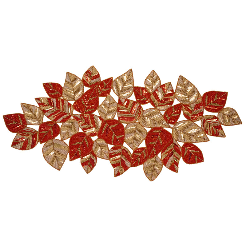 Red Tan Leaves Runner