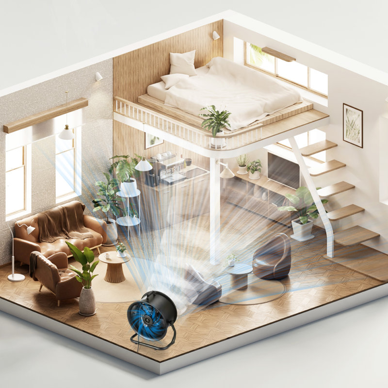 Ventilateur de plancher 14 pouces 3 vitesses 360 ° Tilt