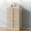 Commode cannelée pour chambre à coucher, commode moderne de 48,6 po avec profil incurvé, poignée en bois massif pour chambre à coucher, salon, couloir, chêne naturel-379206297