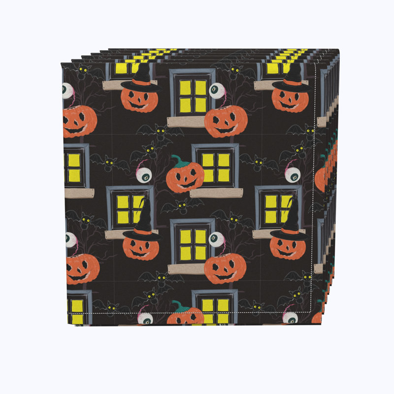 Polyester Floral Square Napkin, Halloween House Scare