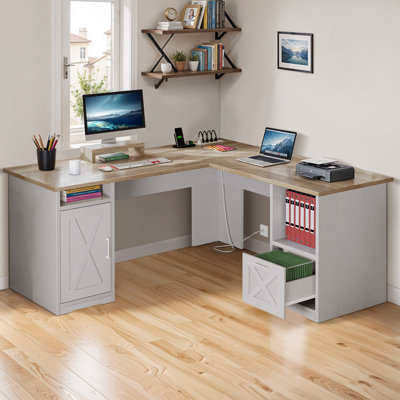 Aimaan L-Shaped Computer Desk with Power Outlet