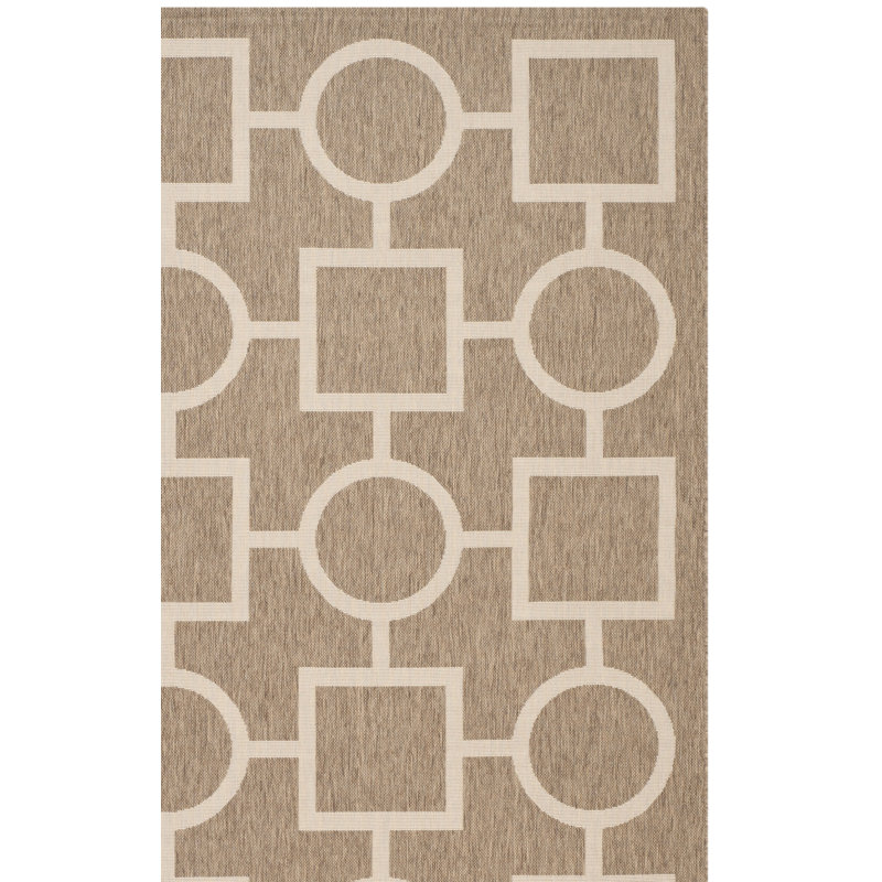 Arneshia Geometric Brown/Tan Area Rug, Rectangle 6'7" x 9'6"