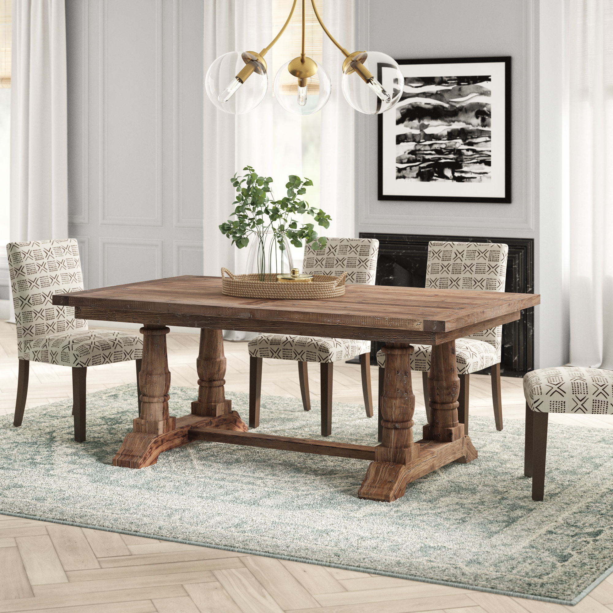Birch Lane™ McKew 76'' Solid Wood Trestle Dining Table & Reviews ...