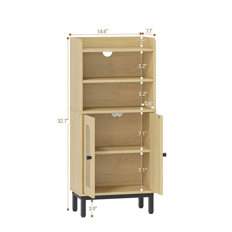 Armoire de rangement pour salle de bain, petite armoire de plancher avec 2 portes et tablettes, armoires à papier hygiénique, organisateur de salle de bain avec tablette réglable, pour petits espaces - jaune