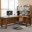 Combinaison de bureau et d'étagère en L en bois massif-650332452