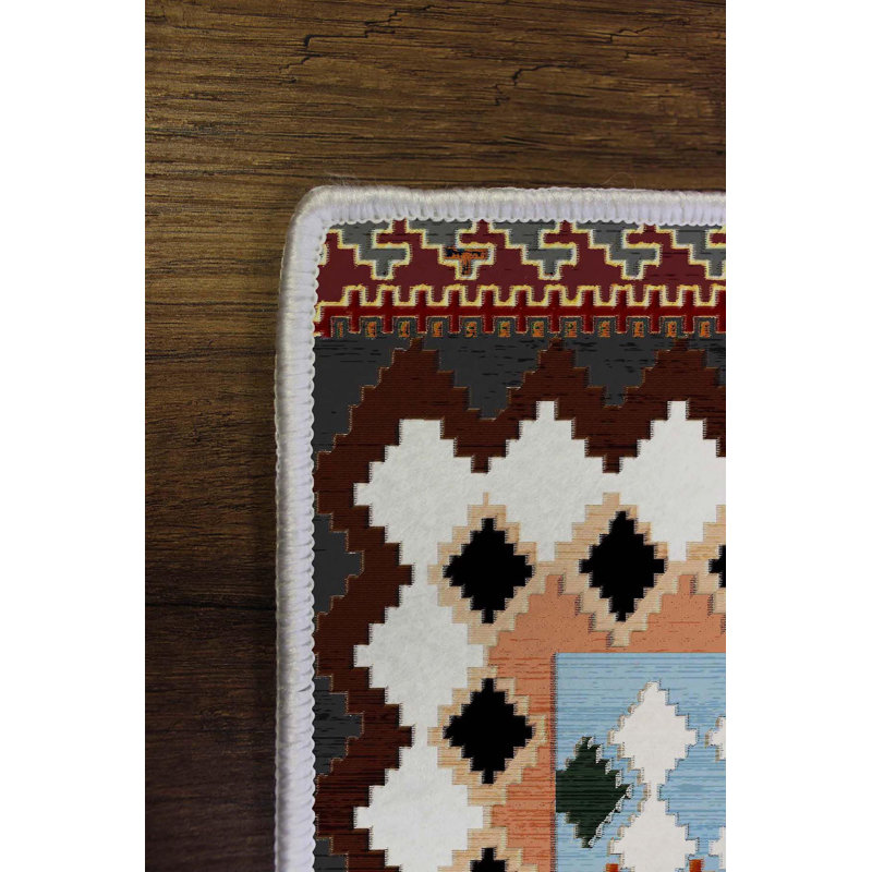 Stylish Woven Carpet (4 x 6 Feet), 100% Polyester, 0.3 in Pile Height | Antibacterial, Non-Slip PVC Dot Underside | Machine Washable, 3D Digital Printed Design | Perfect for Living Room, Bedroom & Office Decor
