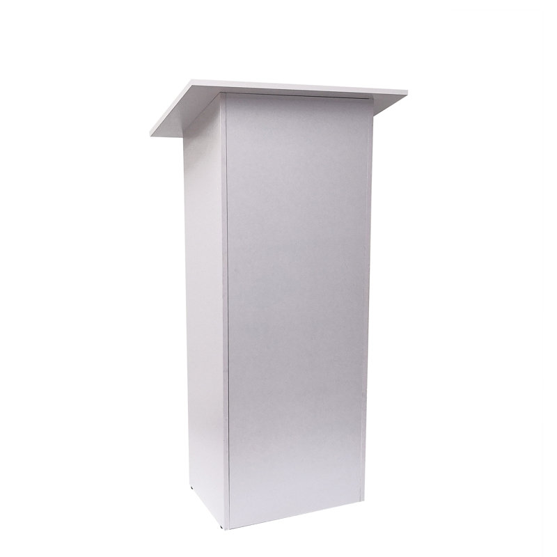 Support de conférence FixtureDisplays® en panneau de fibres à densité moyenne blanc avec pupitre et pupitre de conférence 22,83 po x 15,59 po x 44 po 